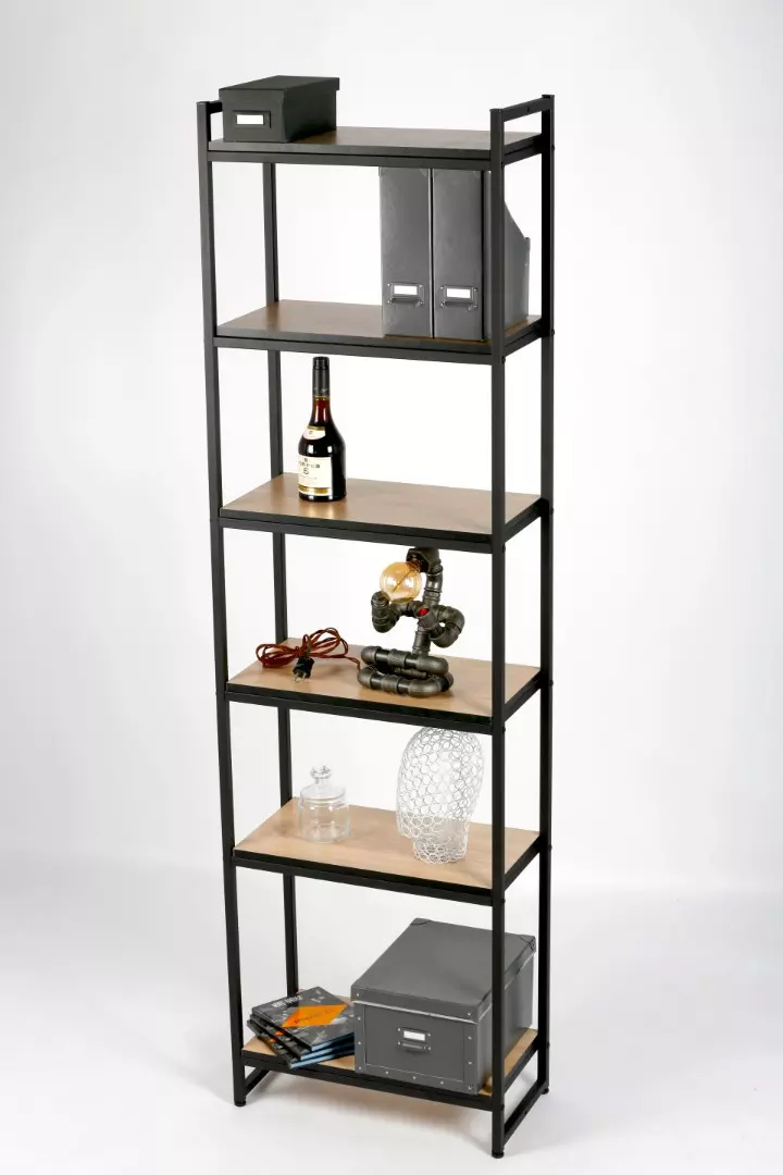 Стеллаж с полками PORTA ПД-2006Ч, 205 × 59 × 30 см, 6 полок — ЛДСП, дуб сонома