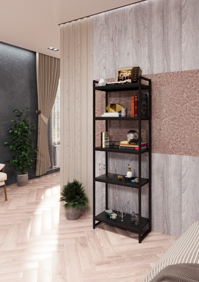 Стеллаж с полками PORTA ПЧ-1706Ч, 170 × 59 × 30 см, 5 полок — ЛДСП, чёрный